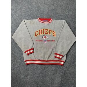 Mens NFL Pro Line Kansas City Chiefs Gray Sweatshirt, Size L